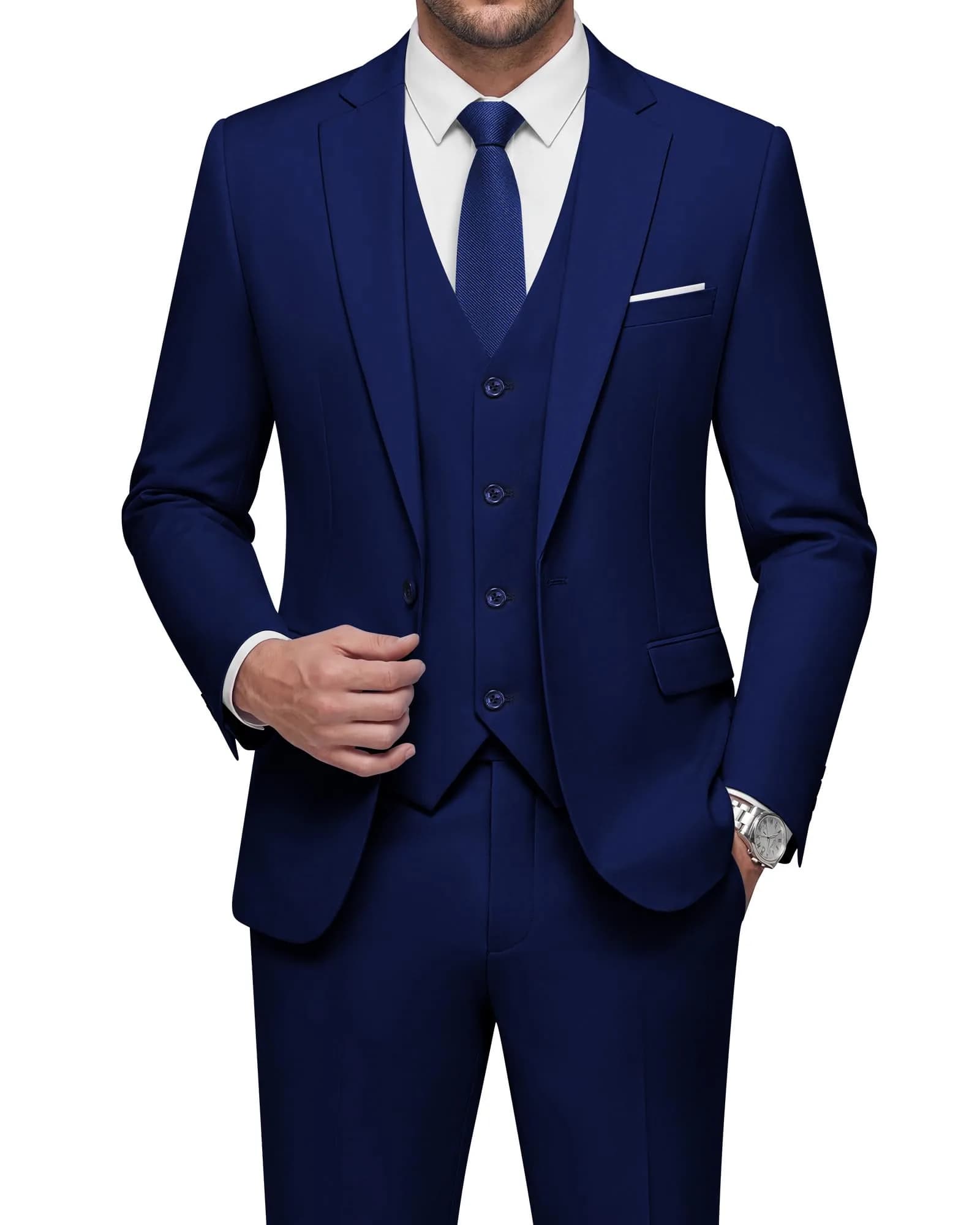 WULFUL Men’s Slim Fit Suit 3-Piece Blue | Modern Business & Wedding Attire