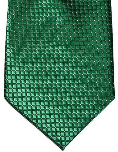 Pisces.goods Classic Plaid Checked Jacquard Woven Men's Tie Necktie (Green) | 148cm x 9cm | Elegant Formal Accessory thumbnail 2