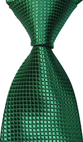Pisces.goods Classic Plaid Checked Jacquard Woven Men's Tie Necktie (Green) | 148cm x 9cm | Elegant Formal Accessory thumbnail 3