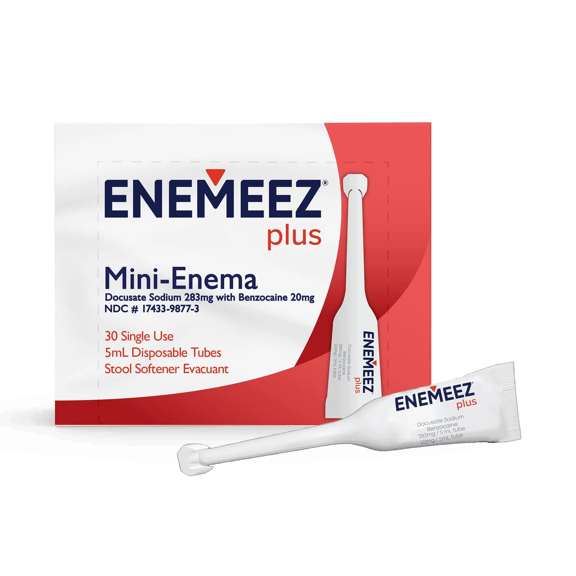 Enemeez Plus Mini Enemas 5ml | Constipation Relief with Docusate Sodium & Benzocaine — Clear