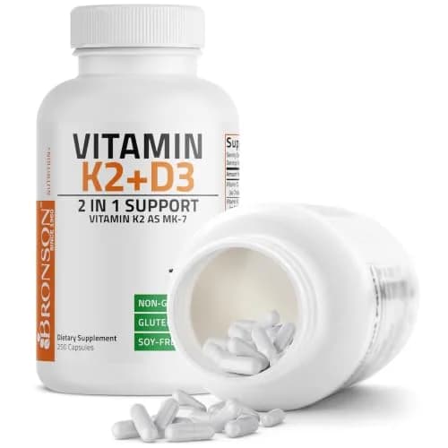 Bronson Vitamin K2 D3 Complex 250 Capsules | Bone, Heart & Immune Support with MK-7 thumbnail 6