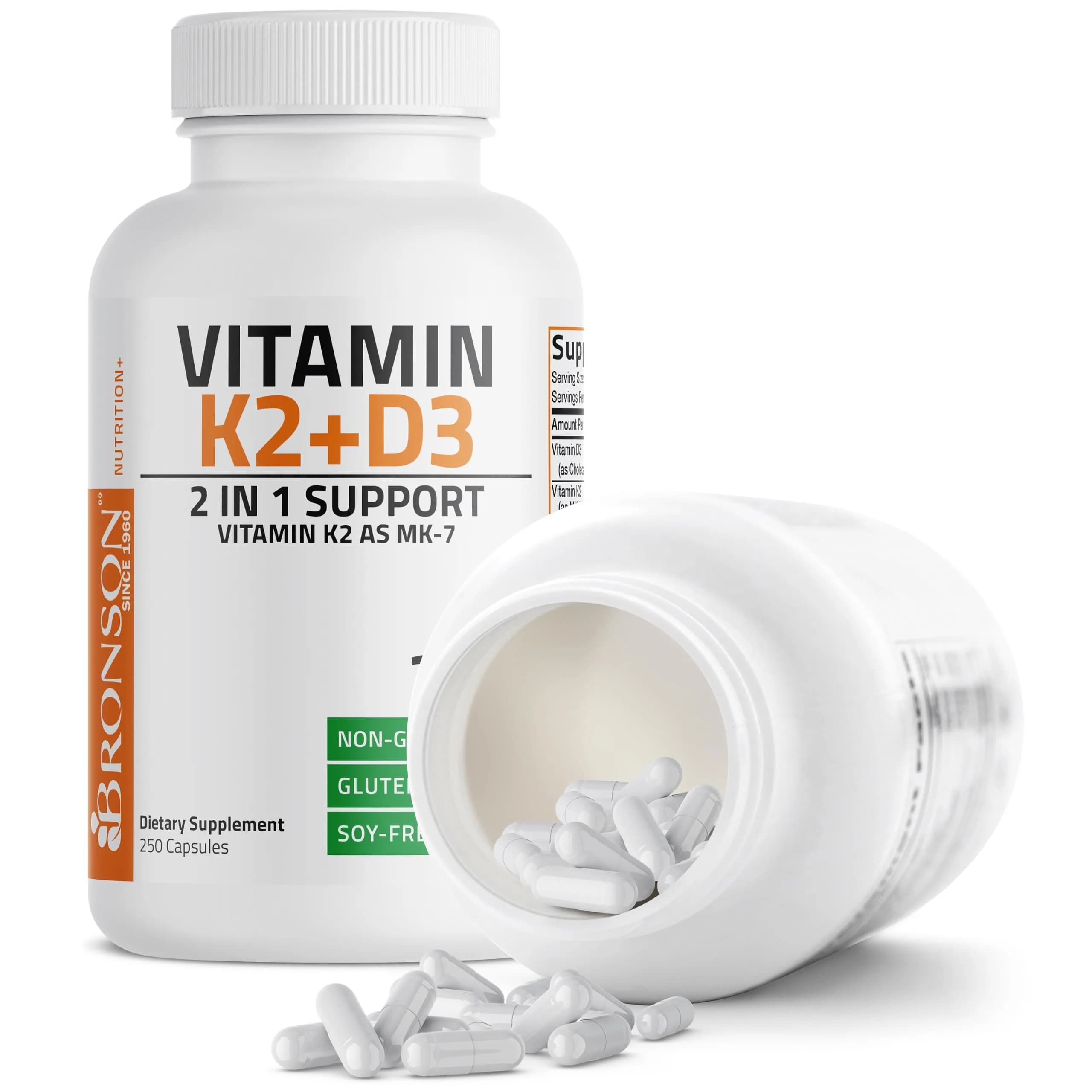 Bronson Vitamin K2 D3 Complex 250 Capsules | Bone, Heart & Immune Support with MK-7 - view 6