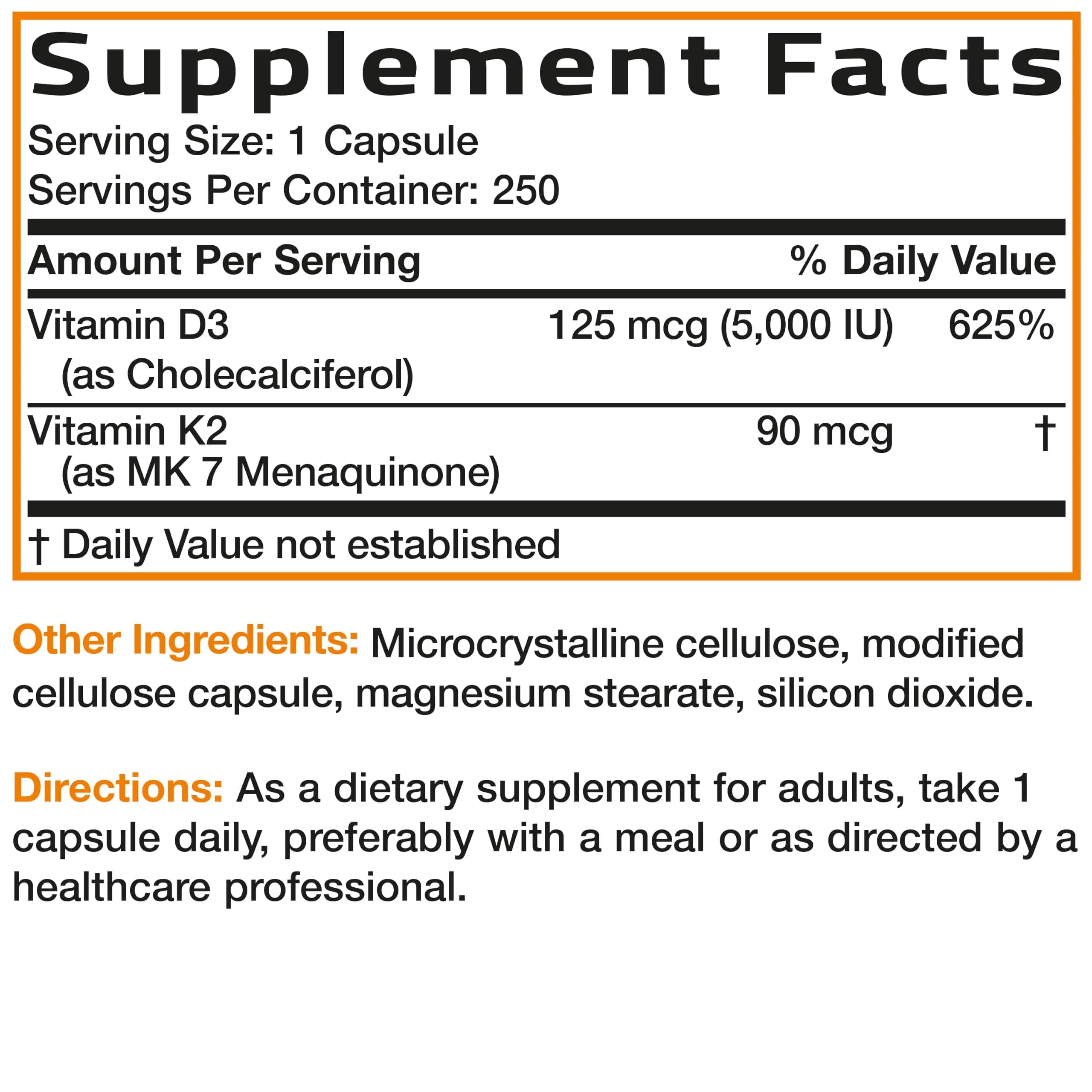 Bronson Vitamin K2 D3 Complex 250 Capsules | Bone, Heart & Immune Support with MK-7 - view 8