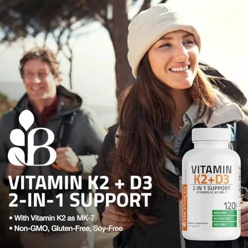 Bronson Vitamin K2 D3 Complex 250 Capsules | Bone, Heart & Immune Support with MK-7 thumbnail 3