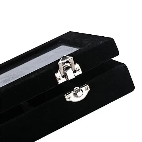 LANTWOO Velvet Glass Jewelry Display Storage Box Ring Earrings Jewelry Box Ring Holder Case, 2 clasps | Elegant jewelry organizer for women thumbnail 5