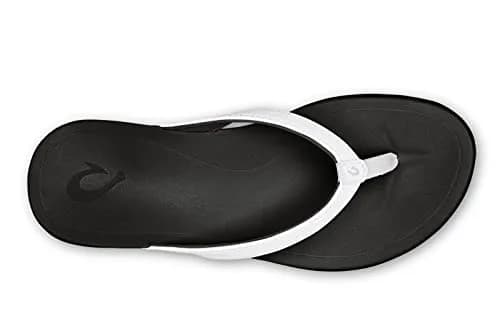 OluKai Ho'opio Women's Beach Sandals Water Resistant & All-Day Comfort | Minimalist Flip-Flops in White/Onyx thumbnail 6
