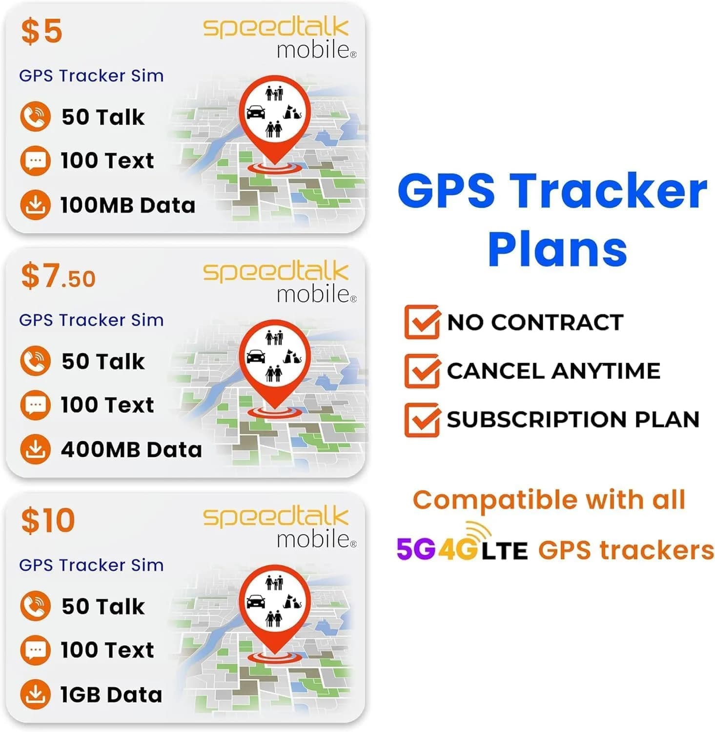 SpeedTalk Mobile GPS Tracker SIM Card Starter Kit | 3 in 1 Universal SIM Card: Standard, Micro, Nano for 4G LTE Tracking Devices - view 4