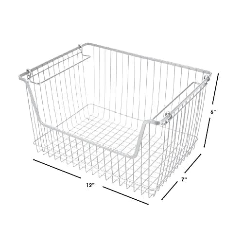 Home Basics Steel Wire Storage Organizer Basket Bin with Handles | Stackable, Durable, Open Front Design thumbnail 7
