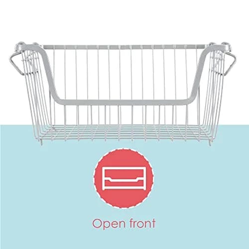 Home Basics Steel Wire Storage Organizer Basket Bin with Handles | Stackable, Durable, Open Front Design thumbnail 3