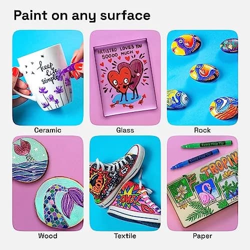 ARTISTRO 15 Acrylic Extra-Fine Glass Marker Pens (15 Count) | Vibrant Colors for Parties & Crafts thumbnail 4