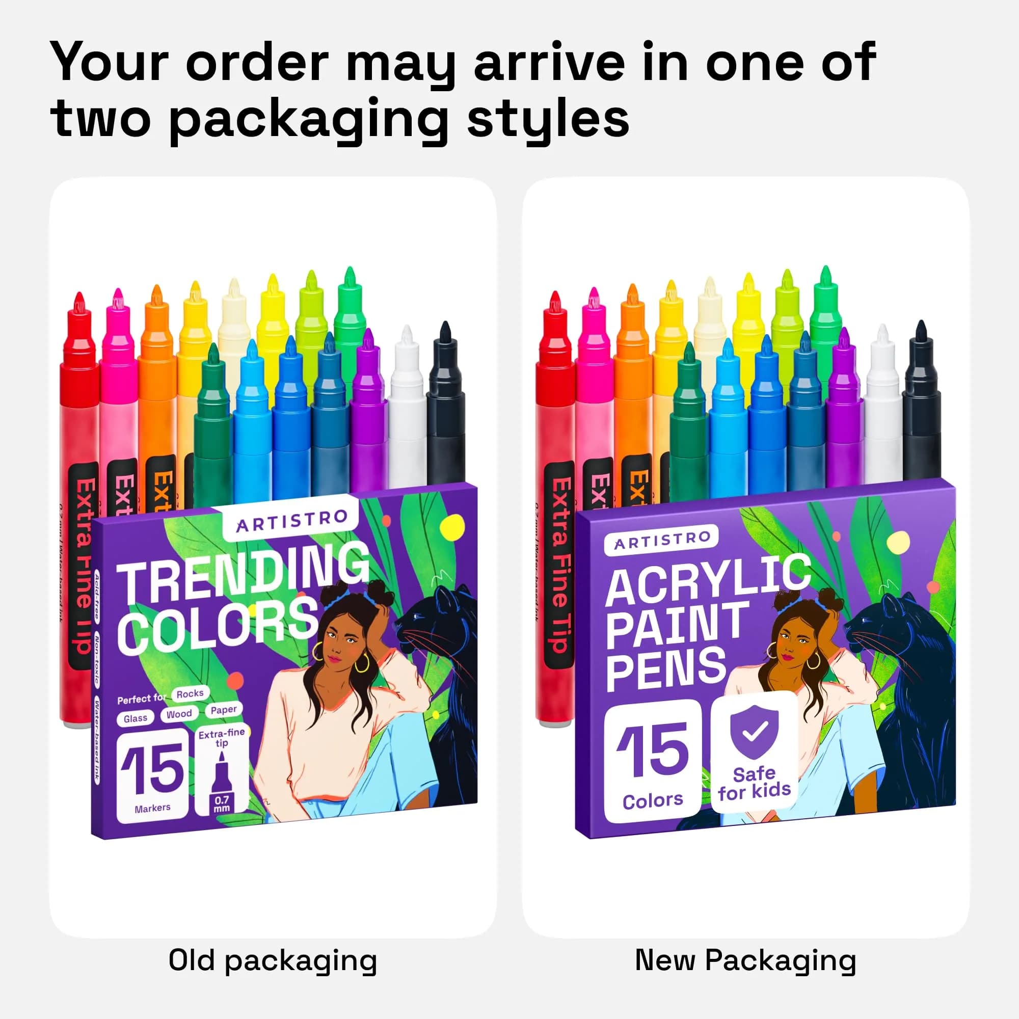 ARTISTRO 15 Acrylic Extra-Fine Glass Marker Pens (15 Count) | Vibrant Colors for Parties & Crafts - view 8