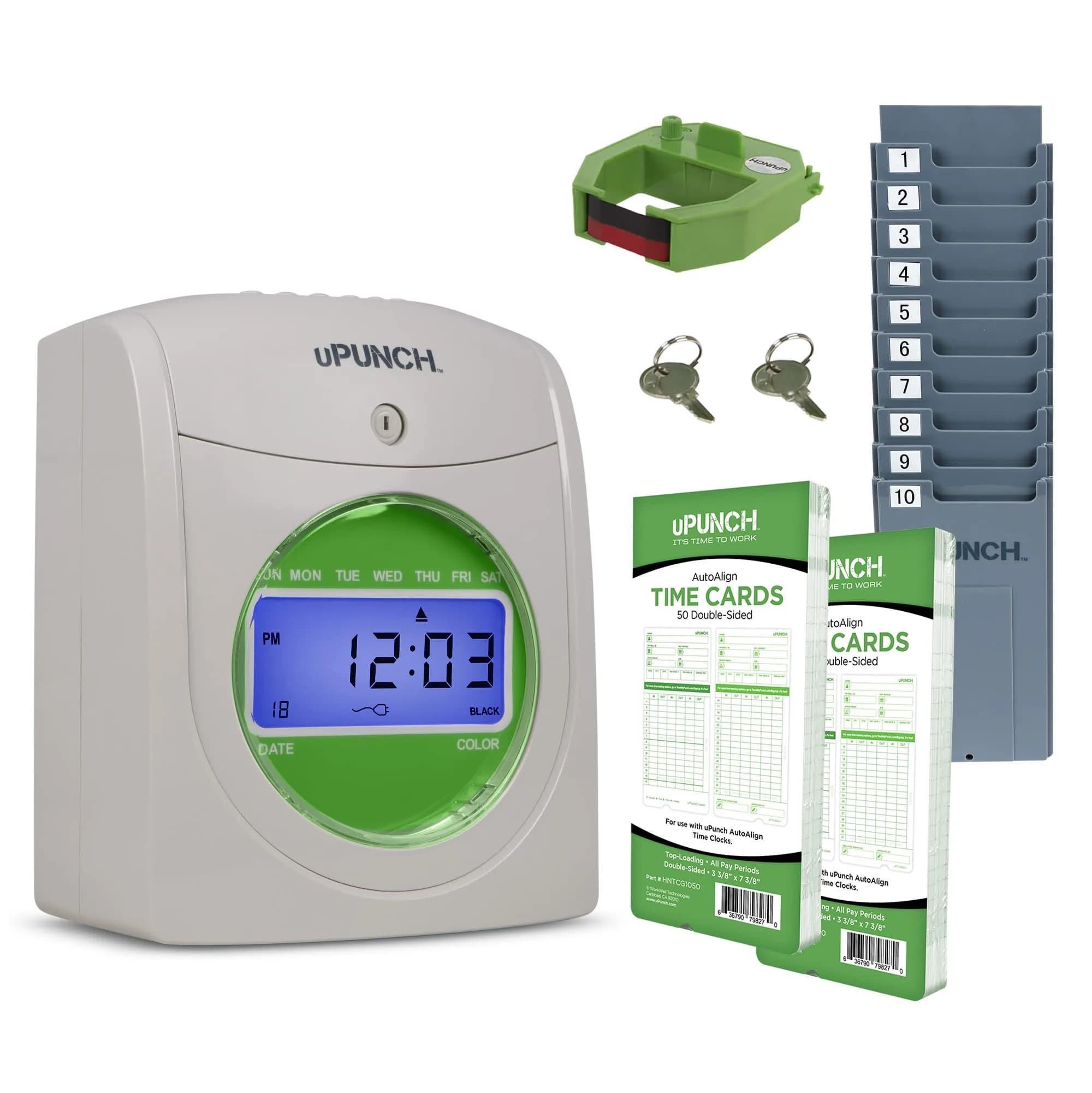 uPunch HN1500 Employee Time Clock System with 100 Cards | Cloud & Standalone