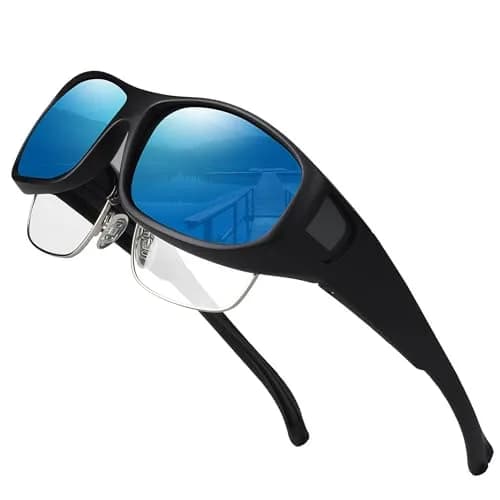 JIANGTUN Oversized Cover Prescription Sunglasses | Warp Around Polarized Fitover UV Protection thumbnail 1