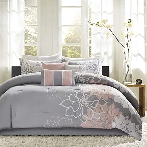 Madison Park Sateen Cotton Comforter Set, 7PC Cal King | Floral Medallion Design, All Season, OEKO-TEX Certified thumbnail 1