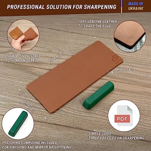 BeaverCraft Leather Strop for Knife Sharpening LS2P1 - 20cm (7.87 IN) with Honing Compound thumbnail 2