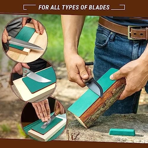 BeaverCraft Leather Strop for Knife Sharpening LS2P1 - 20cm (7.87 IN) with Honing Compound thumbnail 3