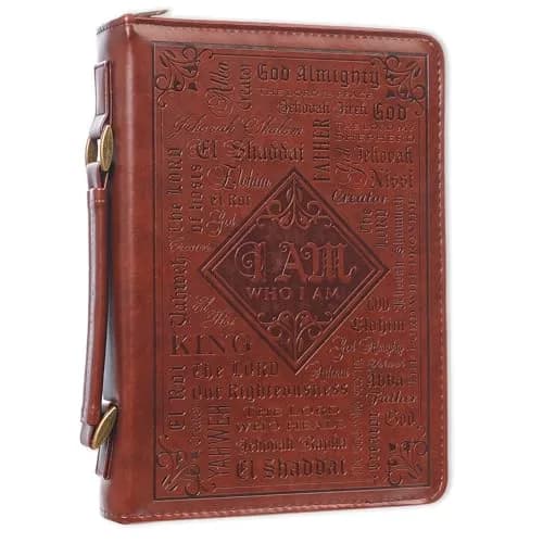 Christian Art Gifts Brown Faux Leather Bible Cover for Men & Women | Exodus 34:6 Scripture Case thumbnail 1