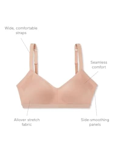 Warner's Blissful Benefits Underarm-smoothing Wireless Lightly Lined Comfort Bra, Black, Large US | Seamless stretch fit for daily comfort thumbnail 2