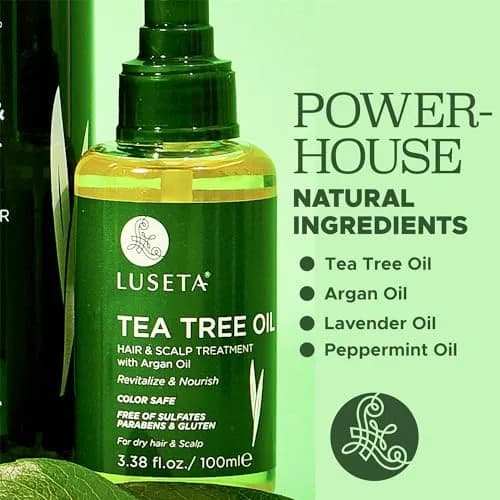 Luseta Tea Tree Hair Oil Serum for Oily Damaged Hair | Nourishing & Revitalizing, 3.38 oz thumbnail 4