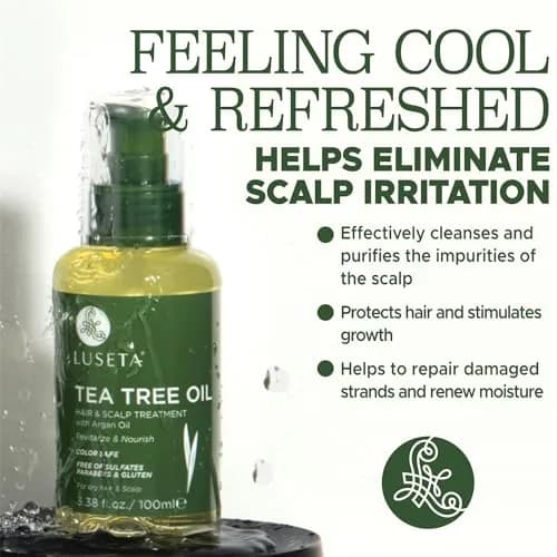 Luseta Tea Tree Hair Oil Serum for Oily Damaged Hair | Nourishing & Revitalizing, 3.38 oz thumbnail 3