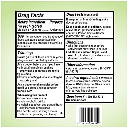 Dramamine Nausea Relief Tablets, Long-Lasting, 20 Tablets (2 x 10 Ct) | Fast Relief for Motion Sickness & Nausea thumbnail 7