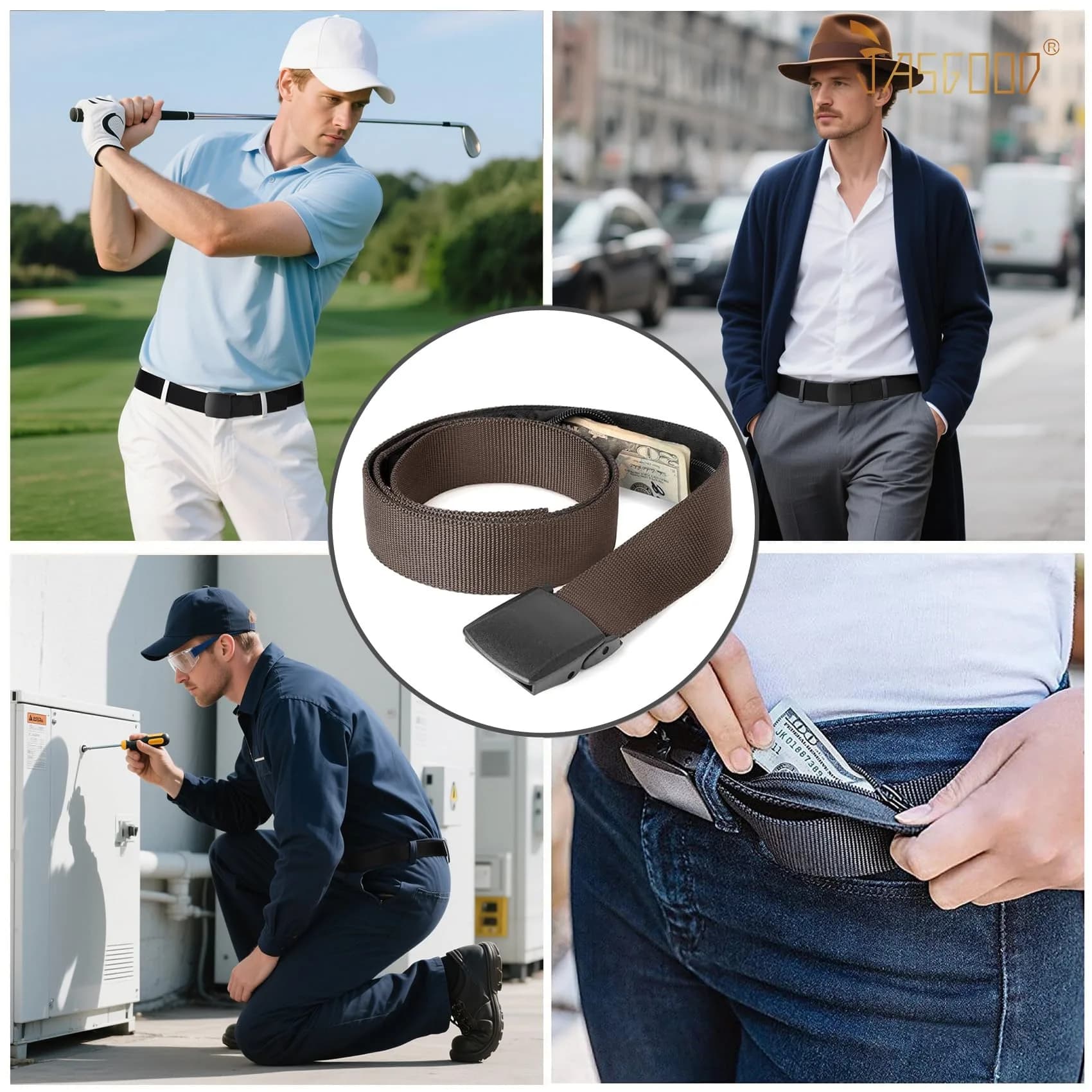 JASGOOD Travel Security Money Belt with Hidden Pocket - Unisex Nylon Belt, 1.5" Wide | Airport Safe for International Travel - view 4