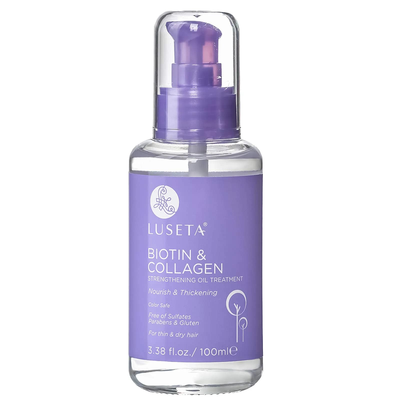 L LUSETA Biotin & Collagen Hair Oil Serum for Thin Hair, 3.38 fl oz | Nourishes & Thickens