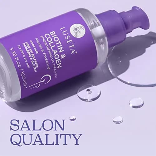 L LUSETA Biotin & Collagen Hair Oil Serum for Thin Hair, 3.38 fl oz | Nourishes & Thickens thumbnail 2