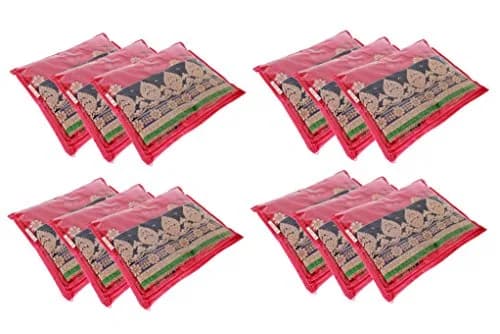 KANUSHI Set of 12 Transparent Non Woven Saree Covers | 40.6 x 35.6 cm (16 x 14 inches) thumbnail 1