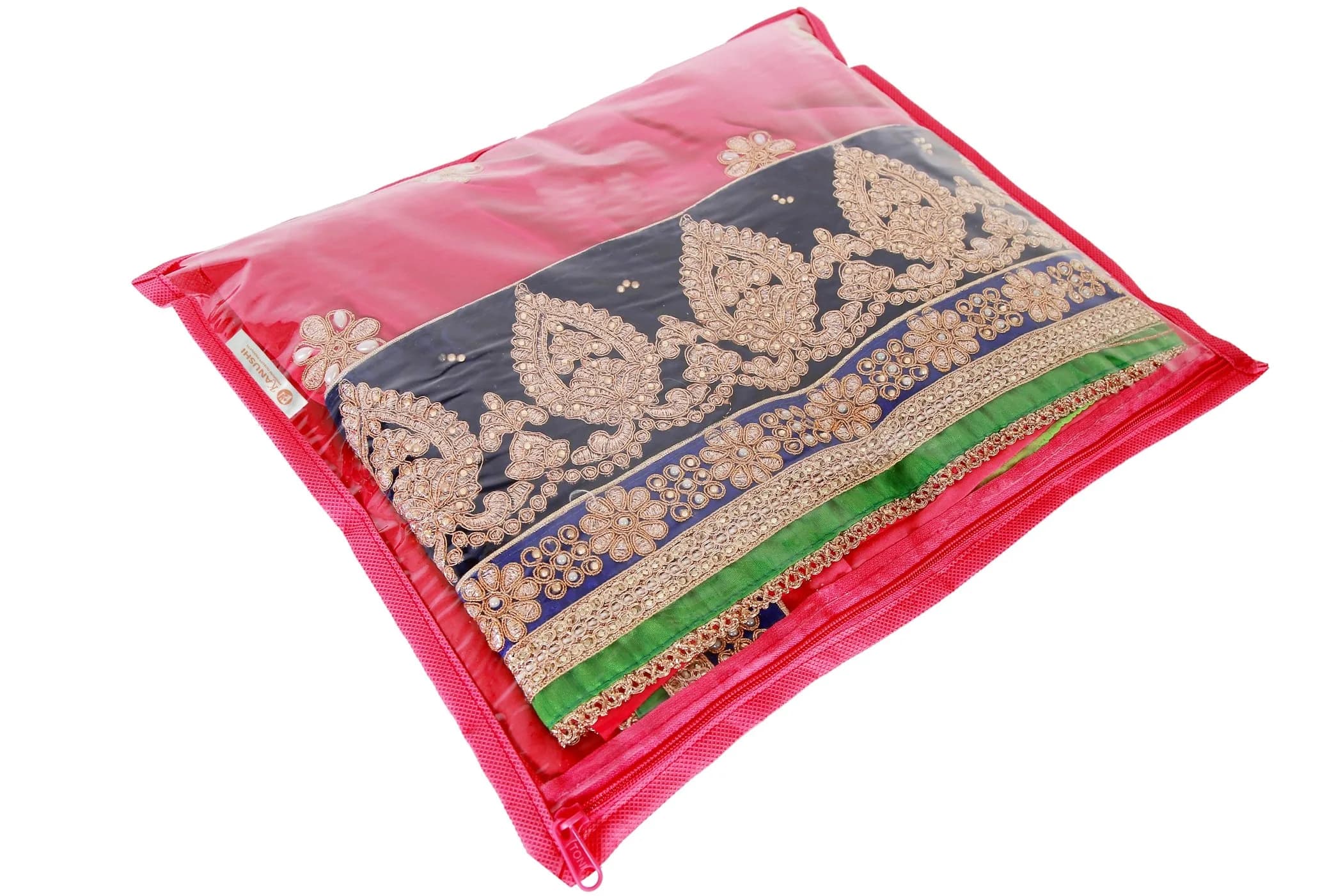 KANUSHI Set of 12 Transparent Non Woven Saree Covers | 40.6 x 35.6 cm (16 x 14 inches) - view 2