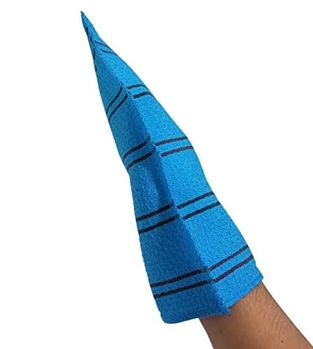 SONGWOL Korean Beauty Exfoliating Bath Towel Gloves - Strong Scrub Wash Clothes (10 Pack, Blue) thumbnail 4