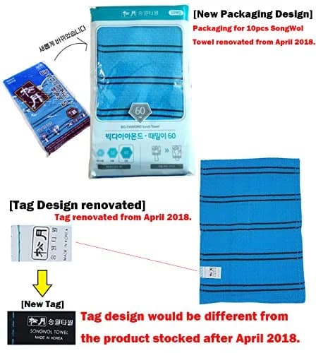 SONGWOL Korean Beauty Exfoliating Bath Towel Gloves - Strong Scrub Wash Clothes (10 Pack, Blue) thumbnail 2