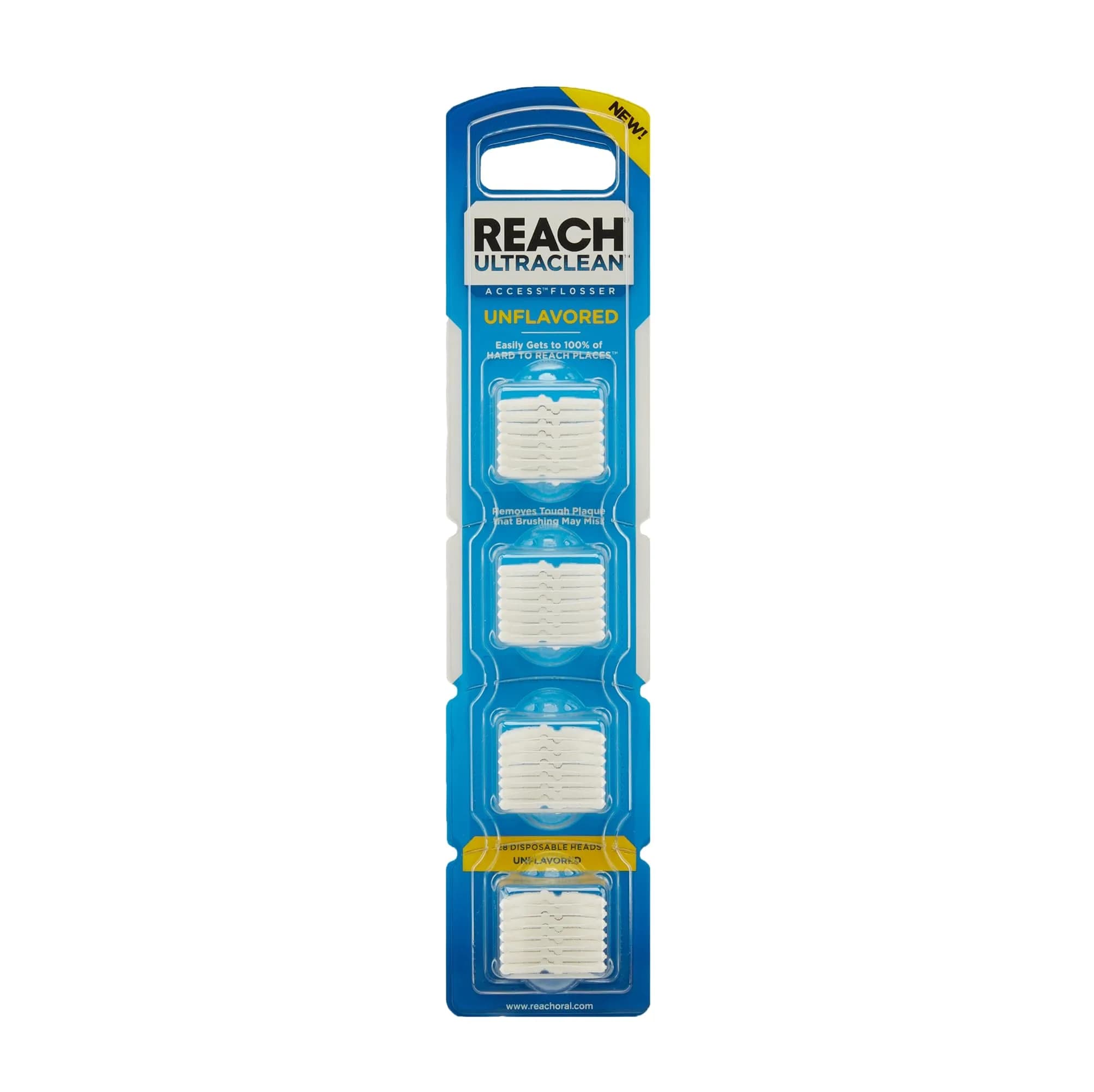REACH Ultraclean Access Flosser Refill Heads, Unflavored, 28 Count (Pack of 6) | Dentist Recommended Brand for Easy Oral Care — Unflavored Refill