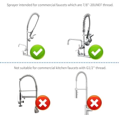 BESTJEEF Pre Rinse Sprayer Commercial Sink Faucet Spray Valve Black | High Pressure Water Save thumbnail 6