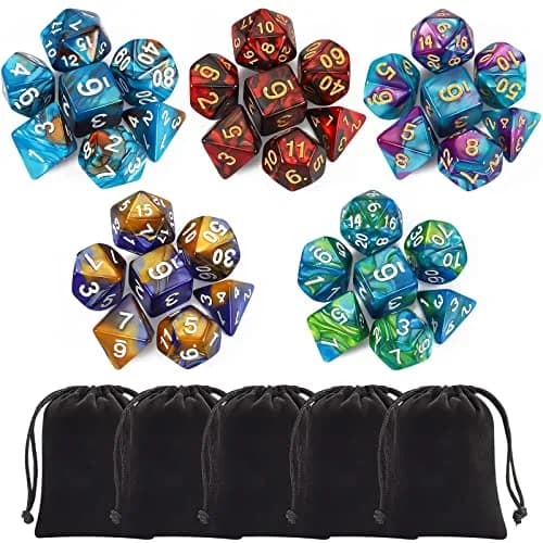 CiaraQ Polyhedral Dice Set – Two-Tone Colors – DND Role Playing Dice | Durable Acrylic, 7-Piece, 16mm thumbnail 1