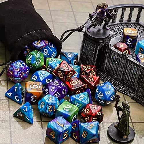 CiaraQ Polyhedral Dice Set – Two-Tone Colors – DND Role Playing Dice | Durable Acrylic, 7-Piece, 16mm thumbnail 5