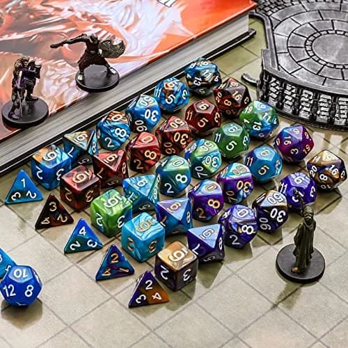 CiaraQ Polyhedral Dice Set – Two-Tone Colors – DND Role Playing Dice | Durable Acrylic, 7-Piece, 16mm thumbnail 3
