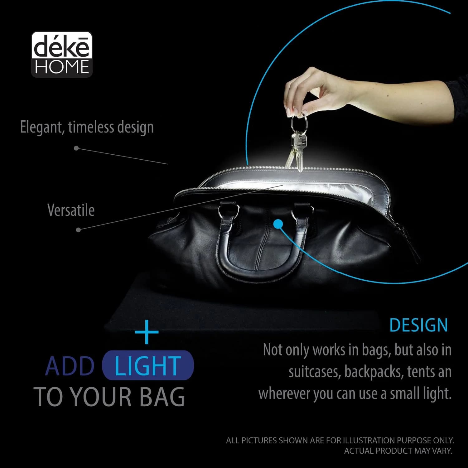 Deke Home Round Motion Sensor LED Handbag Light 2.6cm (1 inch) | Automatic On/Off for Bags - view 5