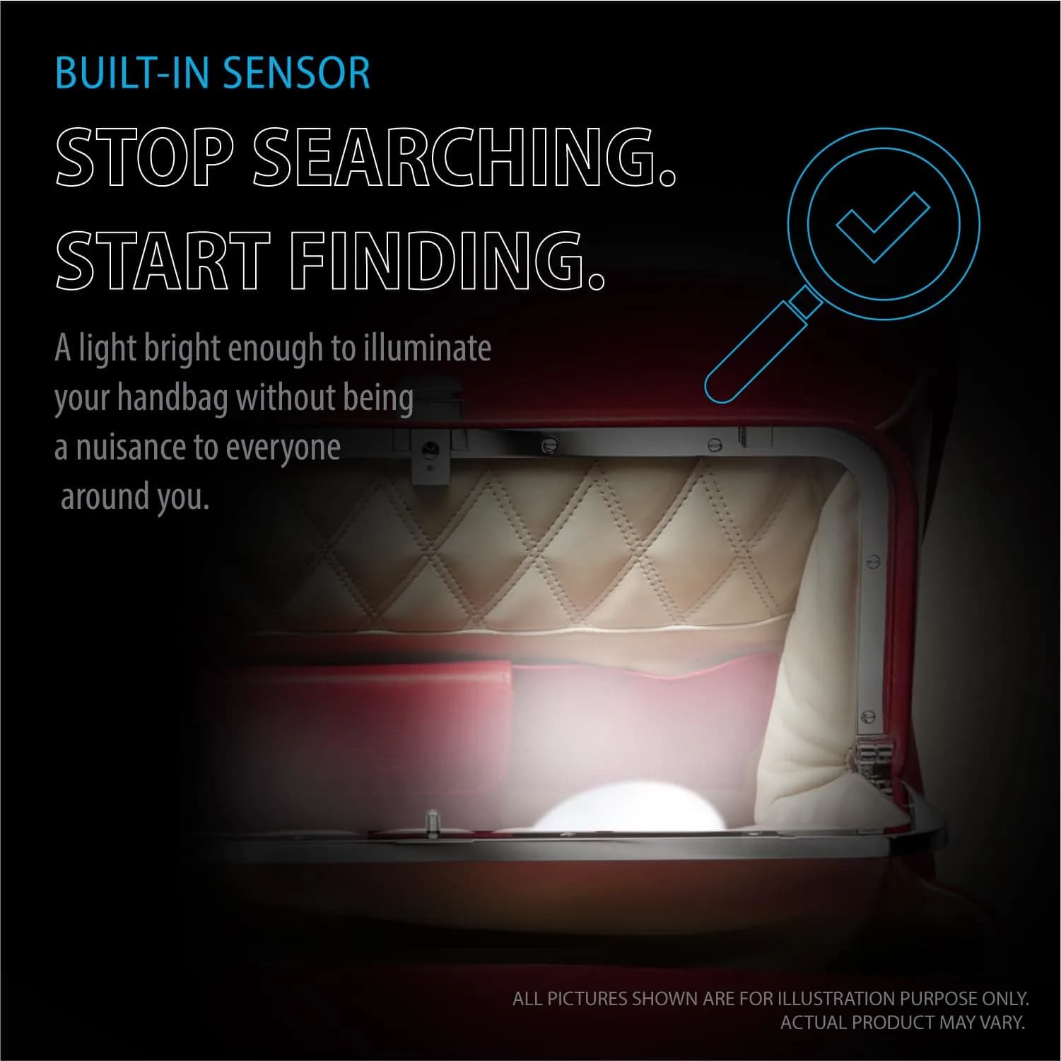Deke Home Round Motion Sensor LED Handbag Light 2.6cm (1 inch) | Automatic On/Off for Bags - view 7