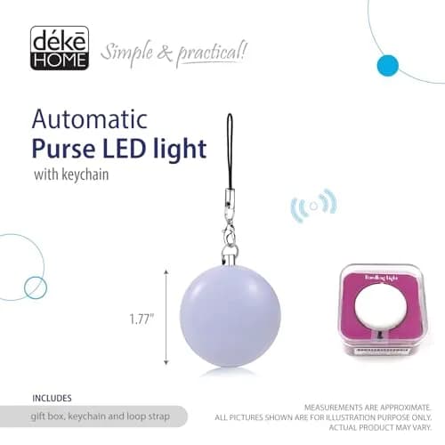 Deke Home Round Motion Sensor LED Handbag Light 2.6cm (1 inch) | Automatic On/Off for Bags thumbnail 2