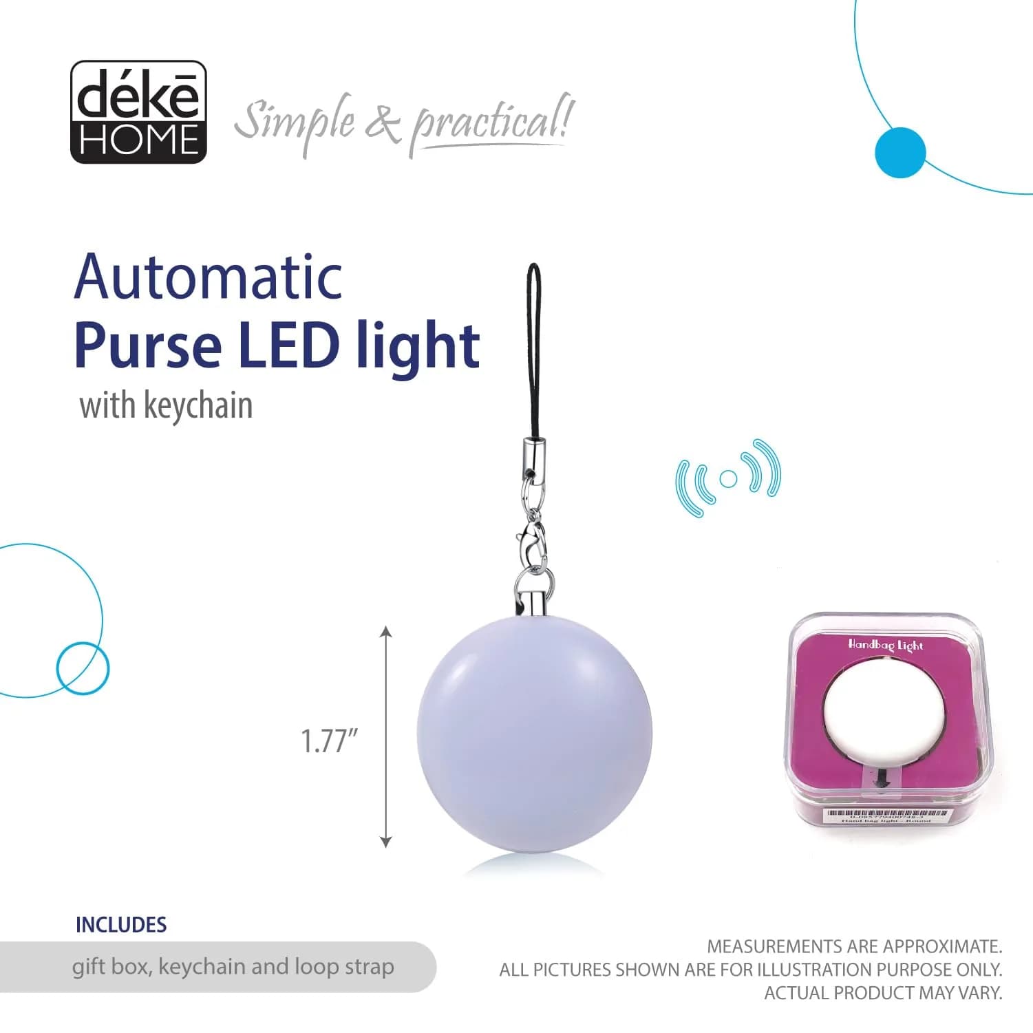 Deke Home Round Motion Sensor LED Handbag Light 2.6cm (1 inch) | Automatic On/Off for Bags - view 2