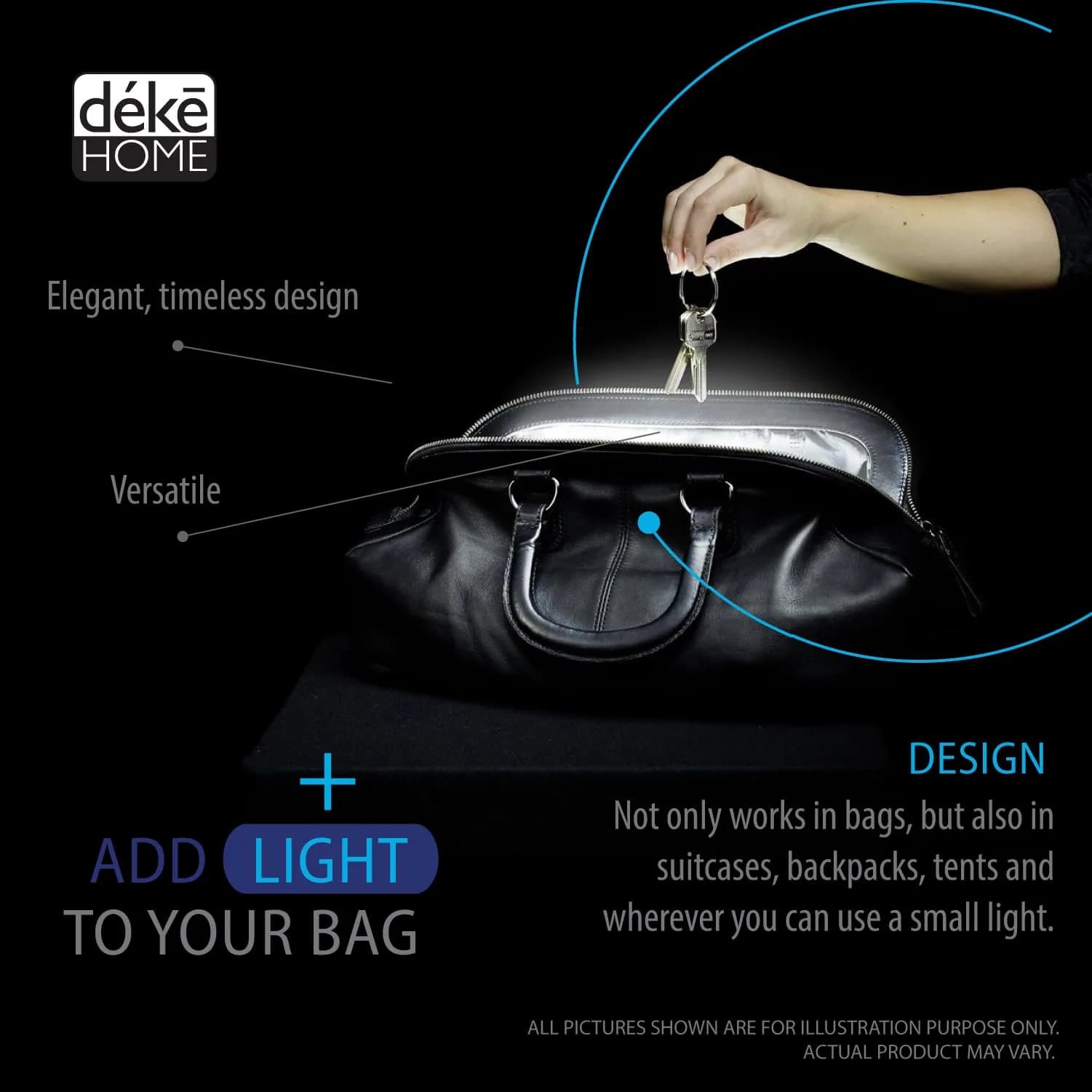 Deke Home Heart Shaped Purse Light | Motion Sensor LED Handbag Lamp with Auto On/Off - view 6
