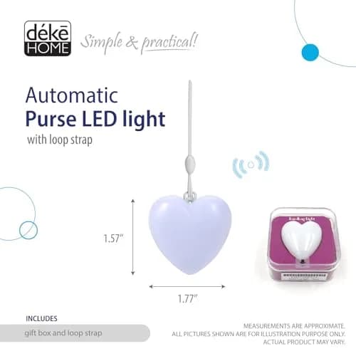 Deke Home Heart Shaped Purse Light | Motion Sensor LED Handbag Lamp with Auto On/Off thumbnail 2
