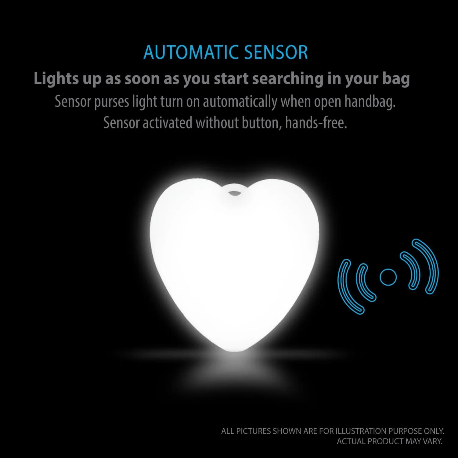 Deke Home Heart Shaped Purse Light | Motion Sensor LED Handbag Lamp with Auto On/Off - view 4