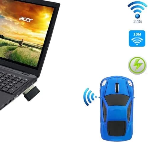 Jinfili Wireless Car Mouse 2.4GHz Optical USB Receiver 10m Range | Blue thumbnail 3
