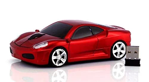 Jinfili Car Shaped Wireless Mouse, 1600 DPI Optical, 2.4GHz USB Receiver | Ergonomic Gaming Mouse for PC & Mac — FLL_Red
