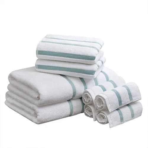 Comfort Spaces Zero Twist Bath Towel Set Cotton, 28 x 54, 8 Piece, Aqua | Ultra Absorbent & Lightweight thumbnail 1