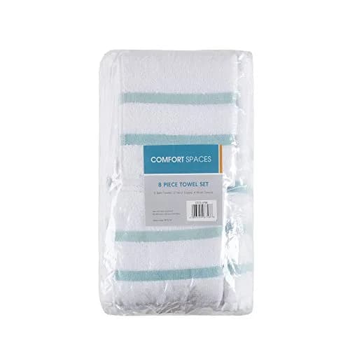 Comfort Spaces Zero Twist Bath Towel Set Cotton, 28 x 54, 8 Piece, Aqua | Ultra Absorbent & Lightweight thumbnail 7