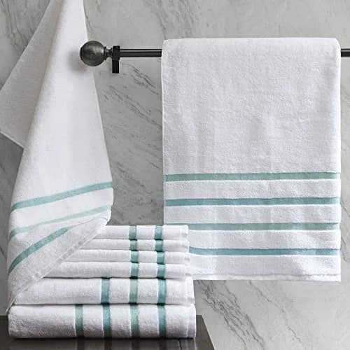 Comfort Spaces Zero Twist Bath Towel Set Cotton, 28 x 54, 8 Piece, Aqua | Ultra Absorbent & Lightweight thumbnail 2