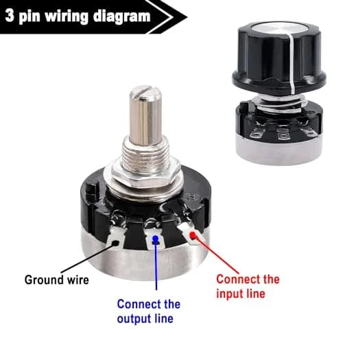 Taiss RV24YN20S Potentiometer 100 ohm Single Turn Carbon Film Rotary Taper Potentiometer with Knobs and Dials | Speed Regulation for Inverters and Motors thumbnail 4